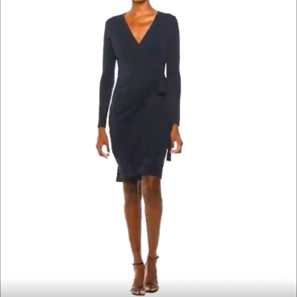 NWT Lark & Ro Long Sleeve Navy Wrap Dress S